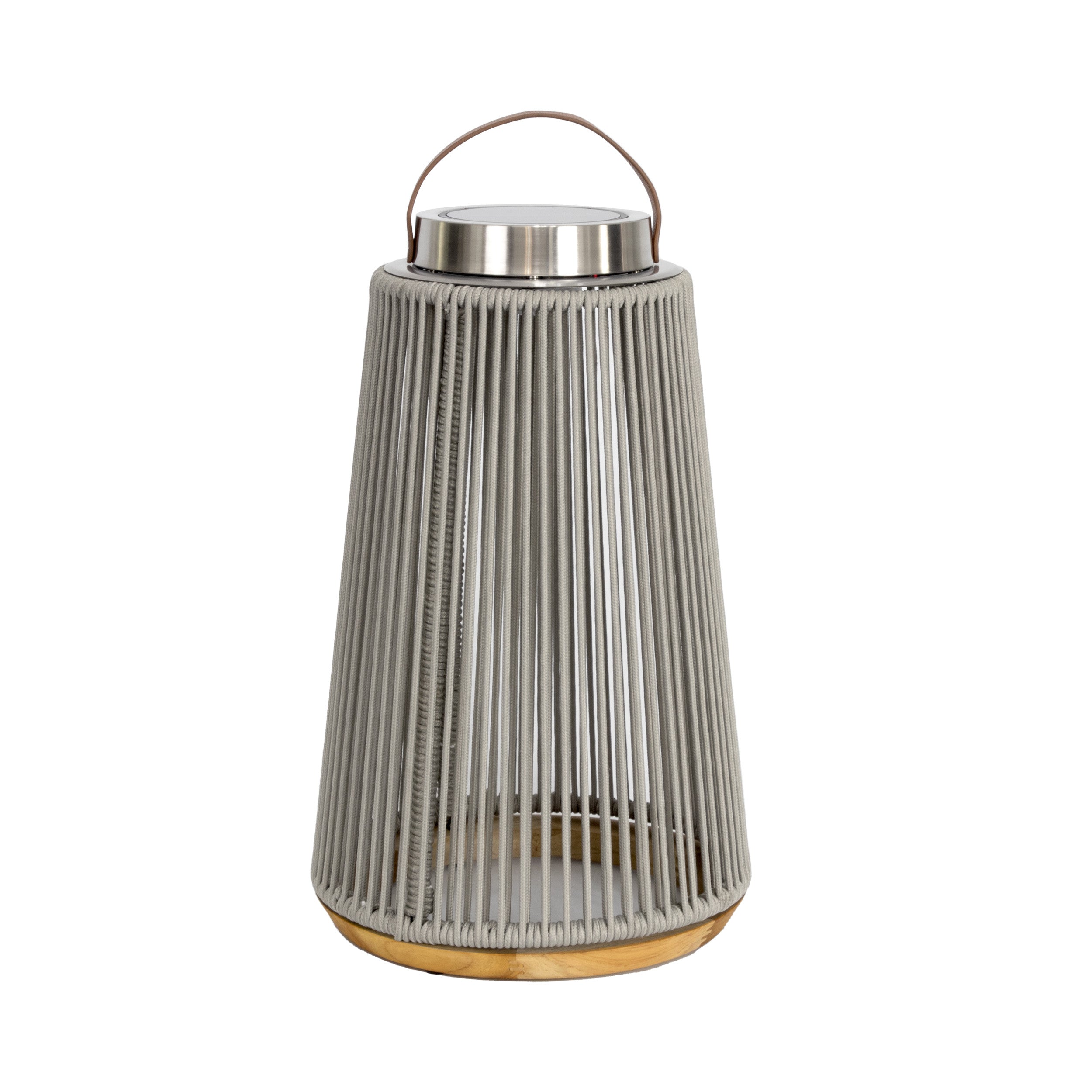 Maze Athena Light Grey Rope Detail Outdoor Solar Lantern Lamp | Large